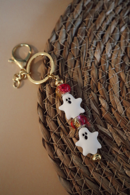 Girly Ghost Beaded Keychain