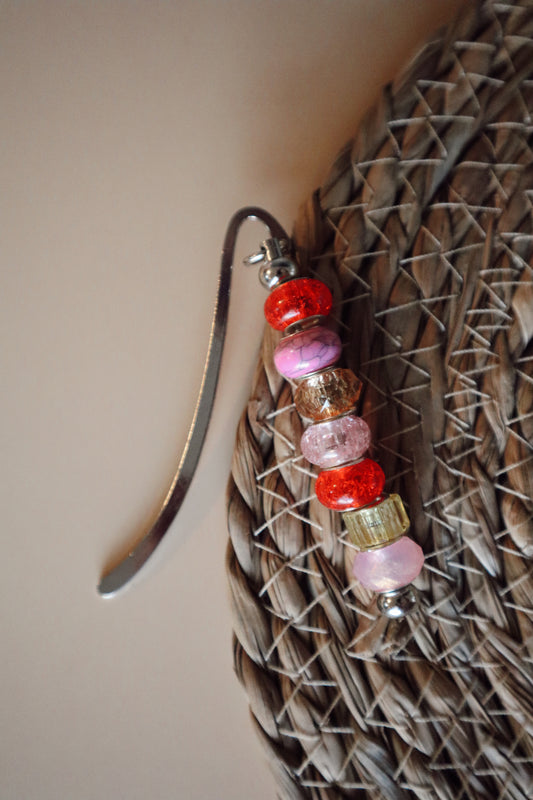 Pink & Red Beaded Bookmark