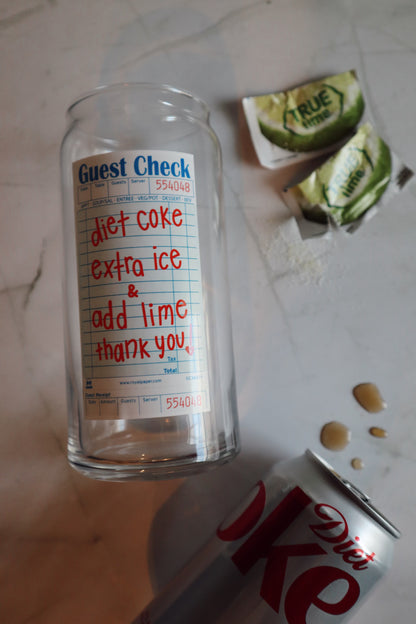 Diet Coke Guest Check Glass Can